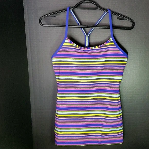 Rare Lululemon Strappy Power Y Tank Top - Size 8 (New Condition) Y2K Stipes - Picture 2 of 10